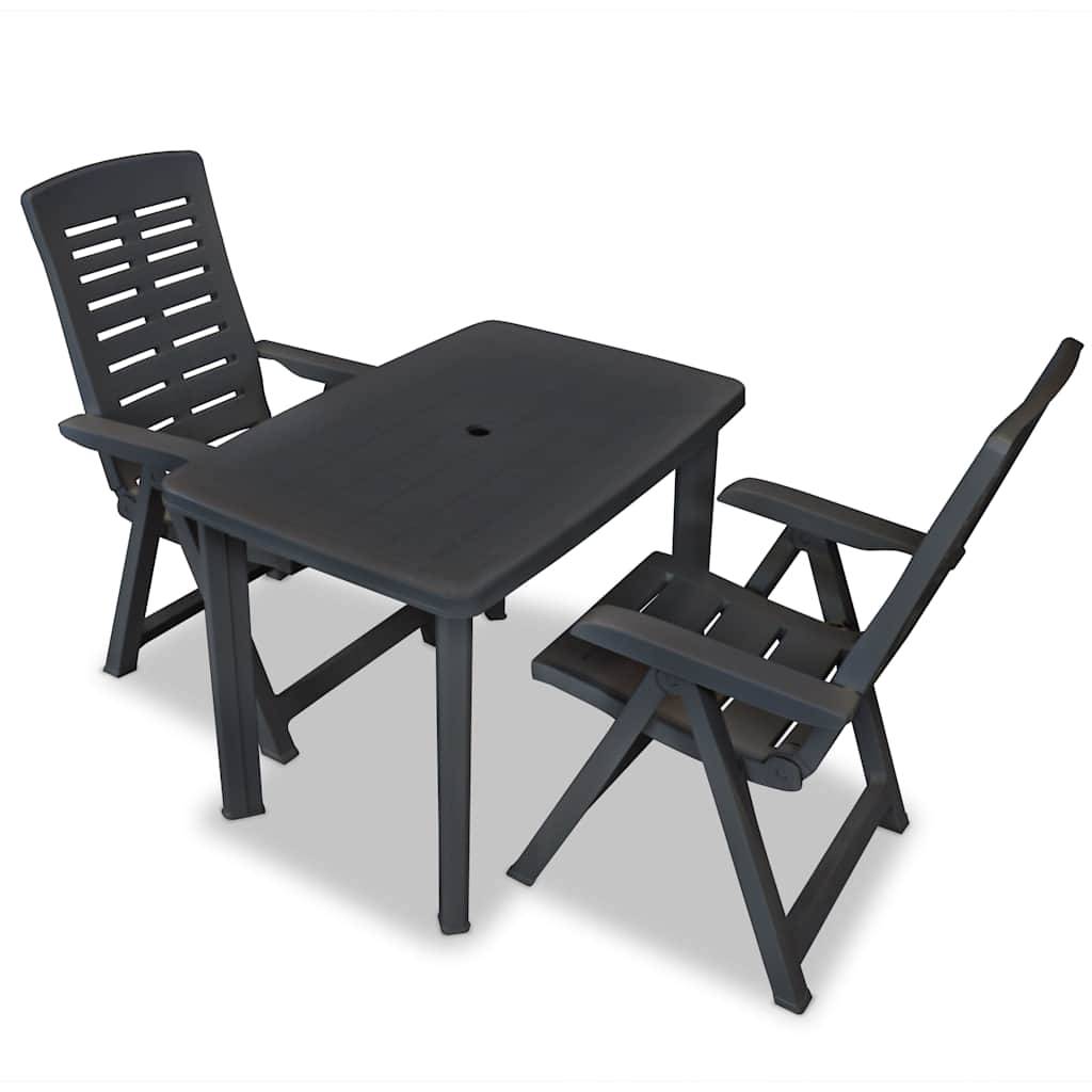 Vidaxl - Ensemble de bistro 3 pcs-Salons de jardin Plastique Anthracite