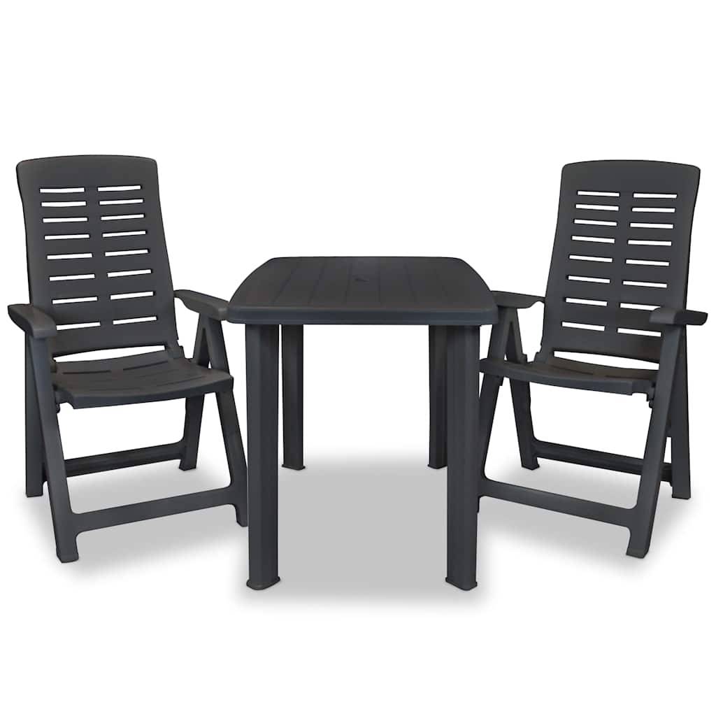 Vidaxl - Ensemble de bistro 3 pcs-Salons de jardin Plastique Anthracite - Image 2