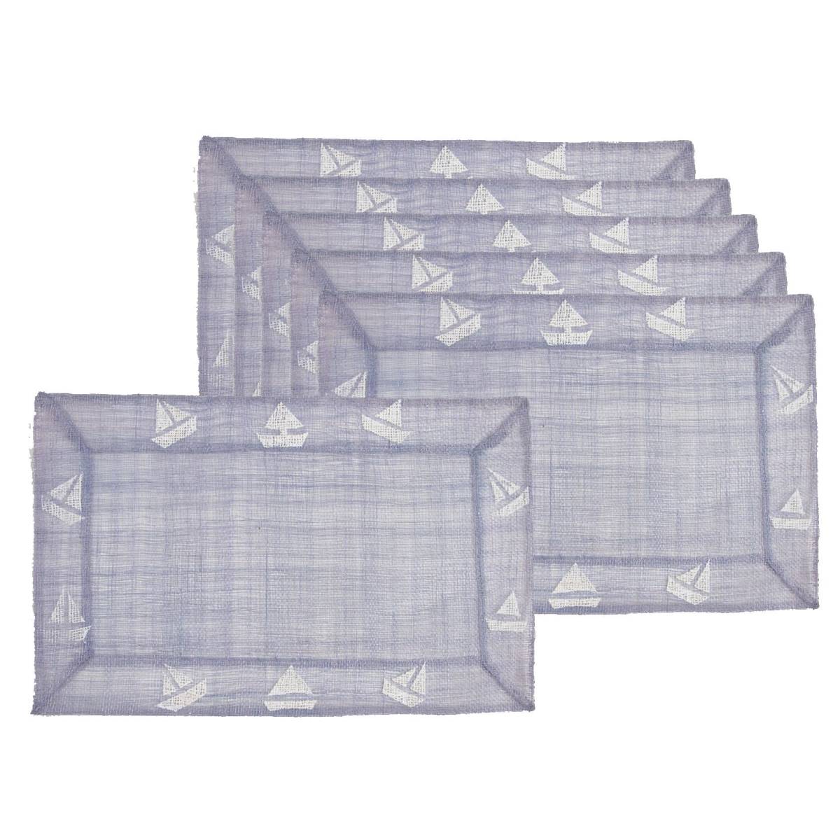 Aubry Gaspard - Lot de 6 sets de table en sinamay Petit bateau - Image 1