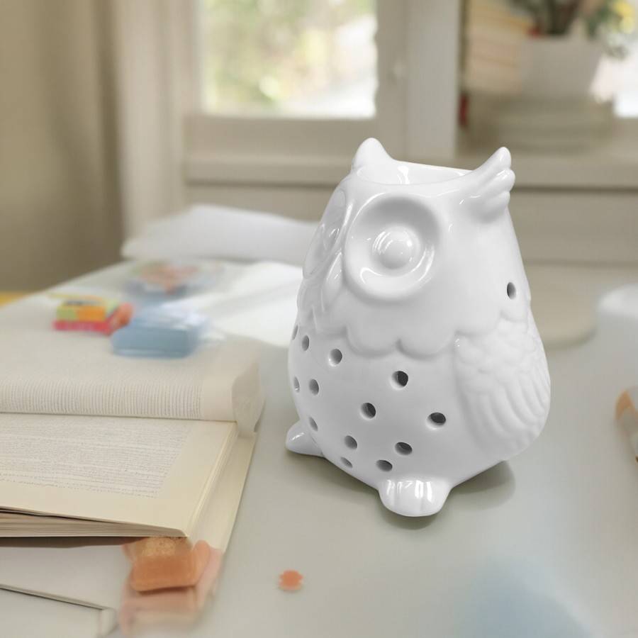 Diffuseur Huile Essentielle et Parfum Maison – Photophore Aromathérapie en Céramique Blanche Hibou, Haut: 12cm - Zen'Arôme - Image 4