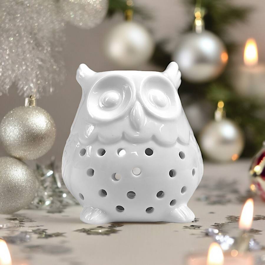Diffuseur Huile Essentielle et Parfum Maison – Photophore Aromathérapie en Céramique Blanche Hibou, Haut: 12cm - Zen'Arôme - Image 7
