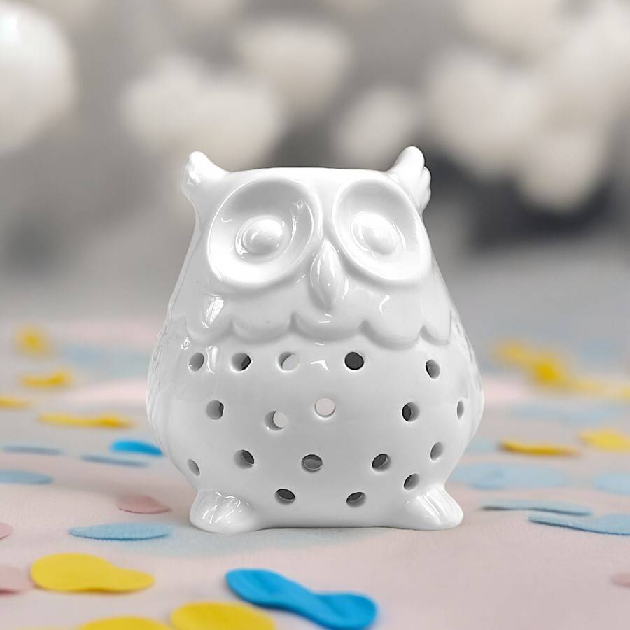 Diffuseur Huile Essentielle et Parfum Maison – Photophore Aromathérapie en Céramique Blanche Hibou, Haut: 12cm - Zen'Arôme - Image 6