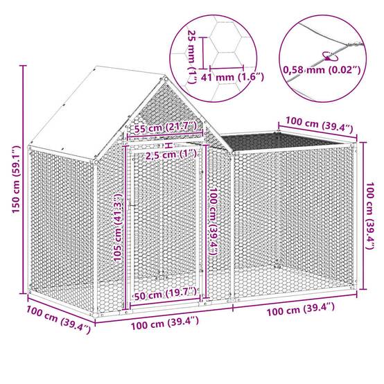Vidaxl - Poulailler 2 x 1 x 1,5 m Acier galvanisé vidaXL 144553 - Image 6