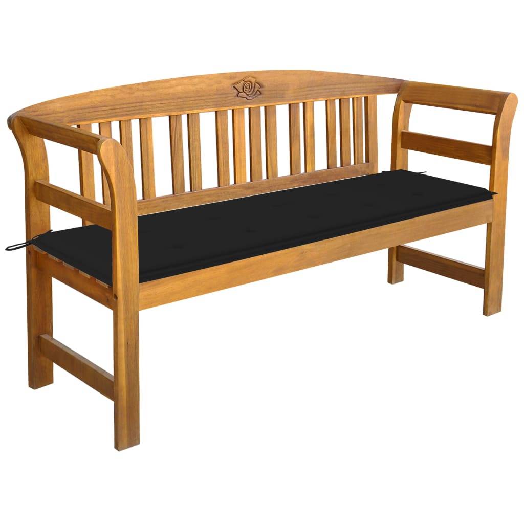 Helloshop26 - Banc de jardin meuble de patio d'extérieur terrasse avec coussin 157 cm bois d'acacia massif - Image 1