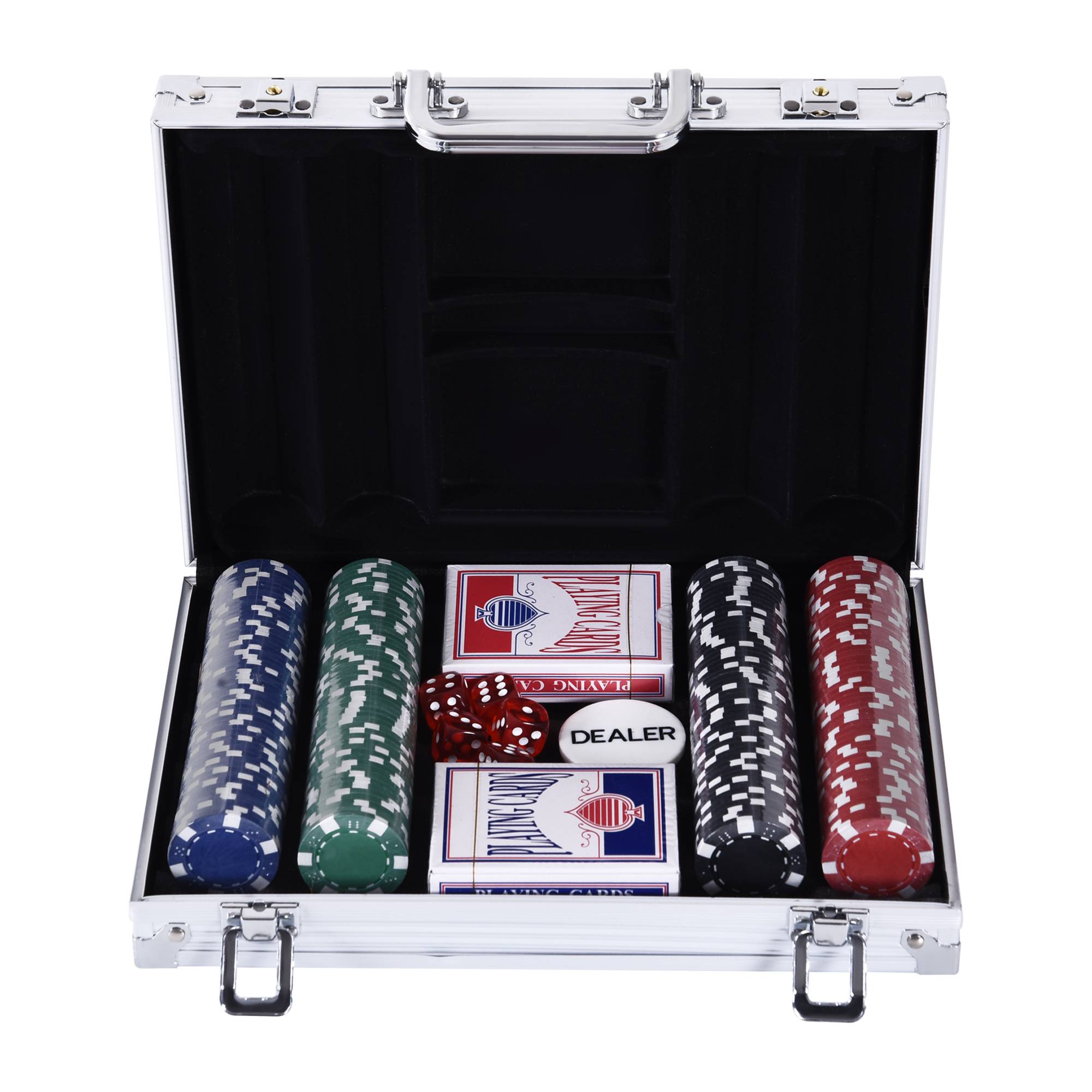 Mallette de Poker Coffret de Poker Complet avec 200 jetons 2 Jeux de Cartes + 2 clés Aluminium - Image 2