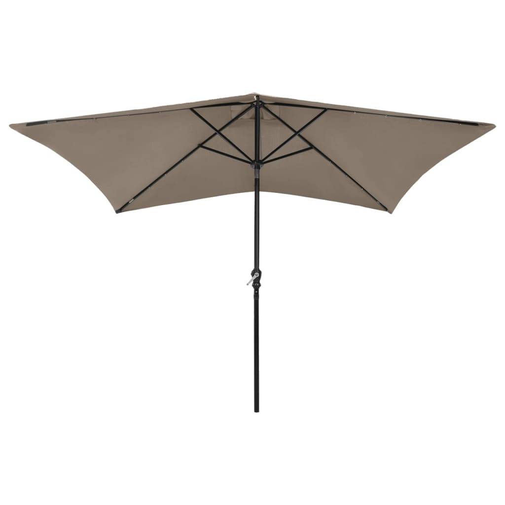 Helloshop26 - Parasol avec led et mât en acier taupe 2 x 3 m - Image 2