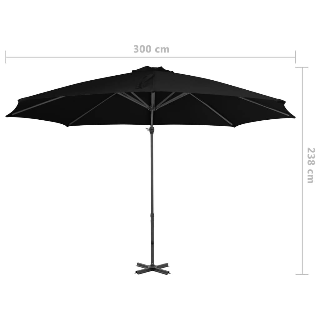 Helloshop26 - Parasol d'extérieur déporté avec mât en aluminium 300 cm noir - Image 7