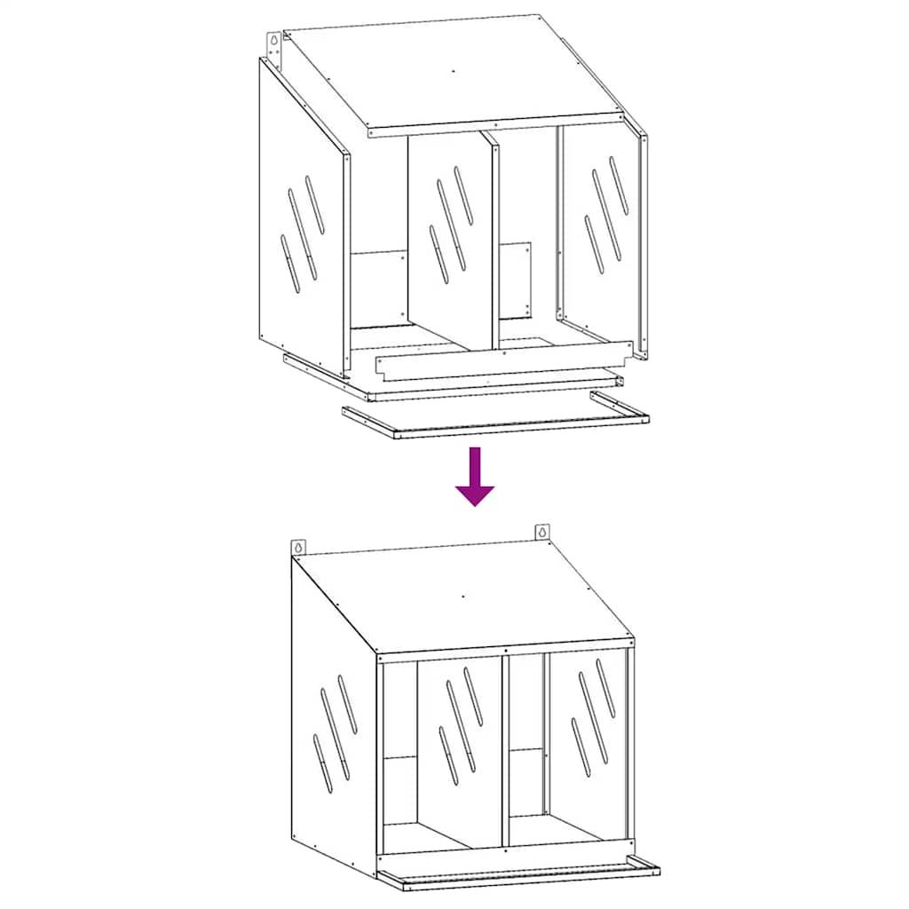 Pondoir à Poules 2 Compartiments en Métal Nichoir de Ponte pour Poulailler – ComfortXL Outdoor Living - Image 7