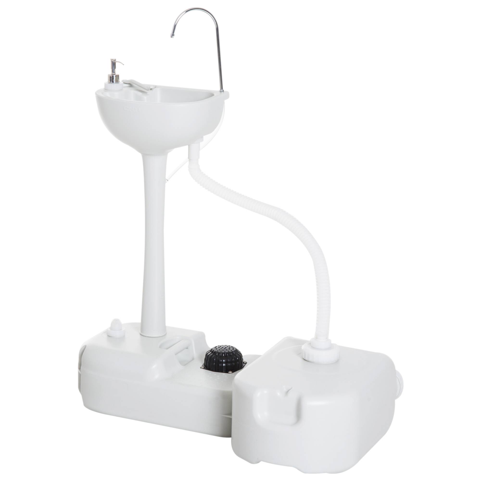 Lavabo camping bac récupération savon 17 L portable gris clair, hygiène mobile extérieur - Image 2