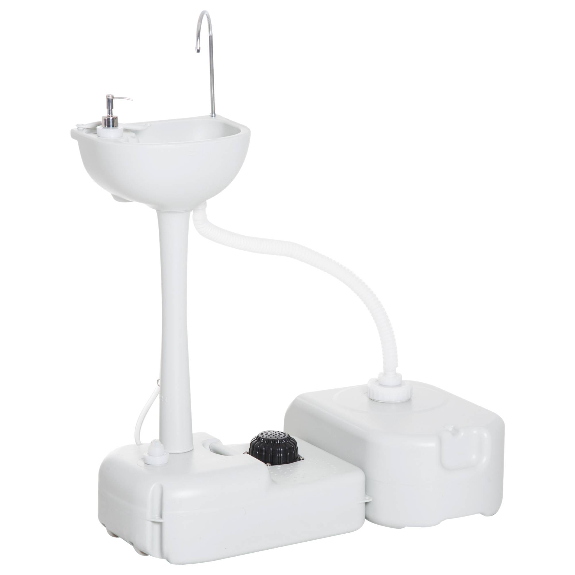 Lavabo camping bac récupération savon 17 L portable gris clair, hygiène mobile extérieur - Image 1