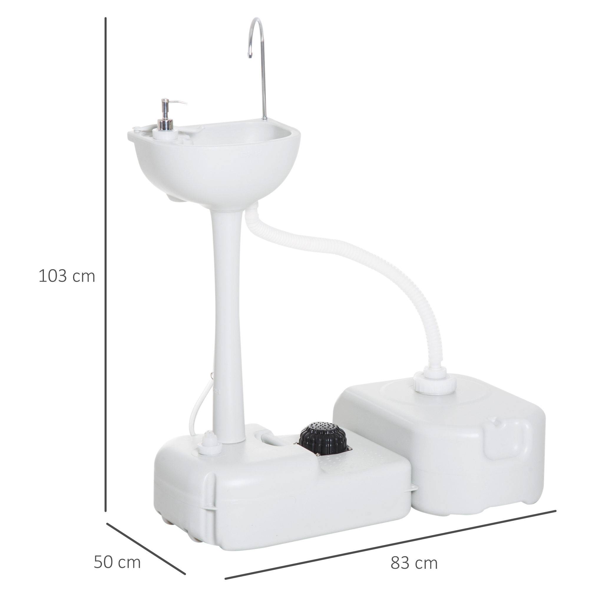 Lavabo camping bac récupération savon 17 L portable gris clair, hygiène mobile extérieur - Image 5