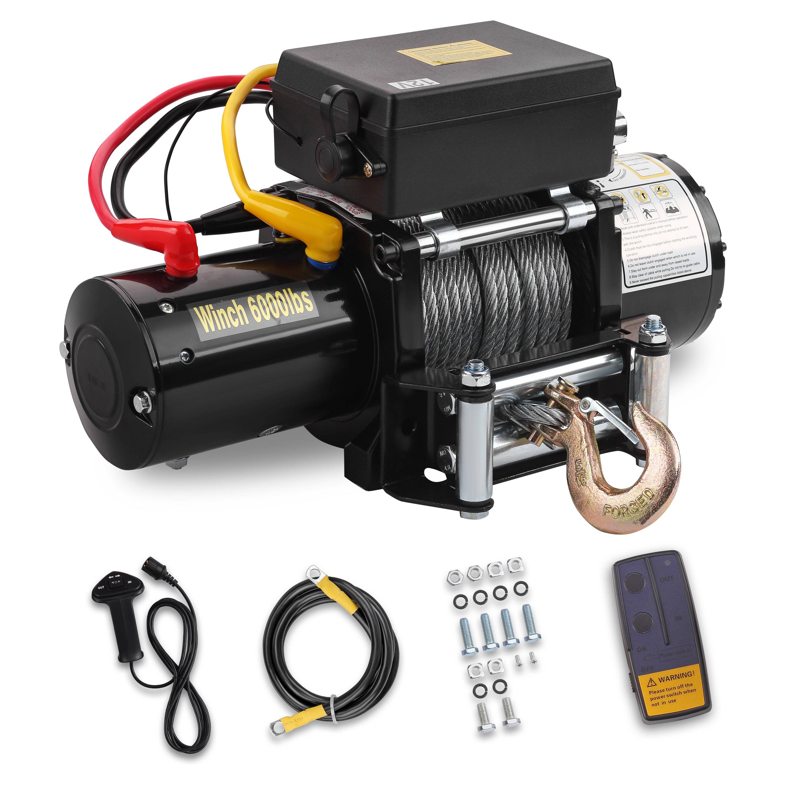 Treuil électrique 12V 6000 LBS / 2722 Kg, 15 mètres de câble, 30 mètres de commande sans fil - Image 1