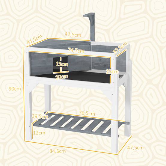 Terrarium Tortue Sur Pieds Bois Sapin 2 Zones Rangement Inférieur 84x47x90cm Gris - ComfortXL Outdoor Living - Image 5