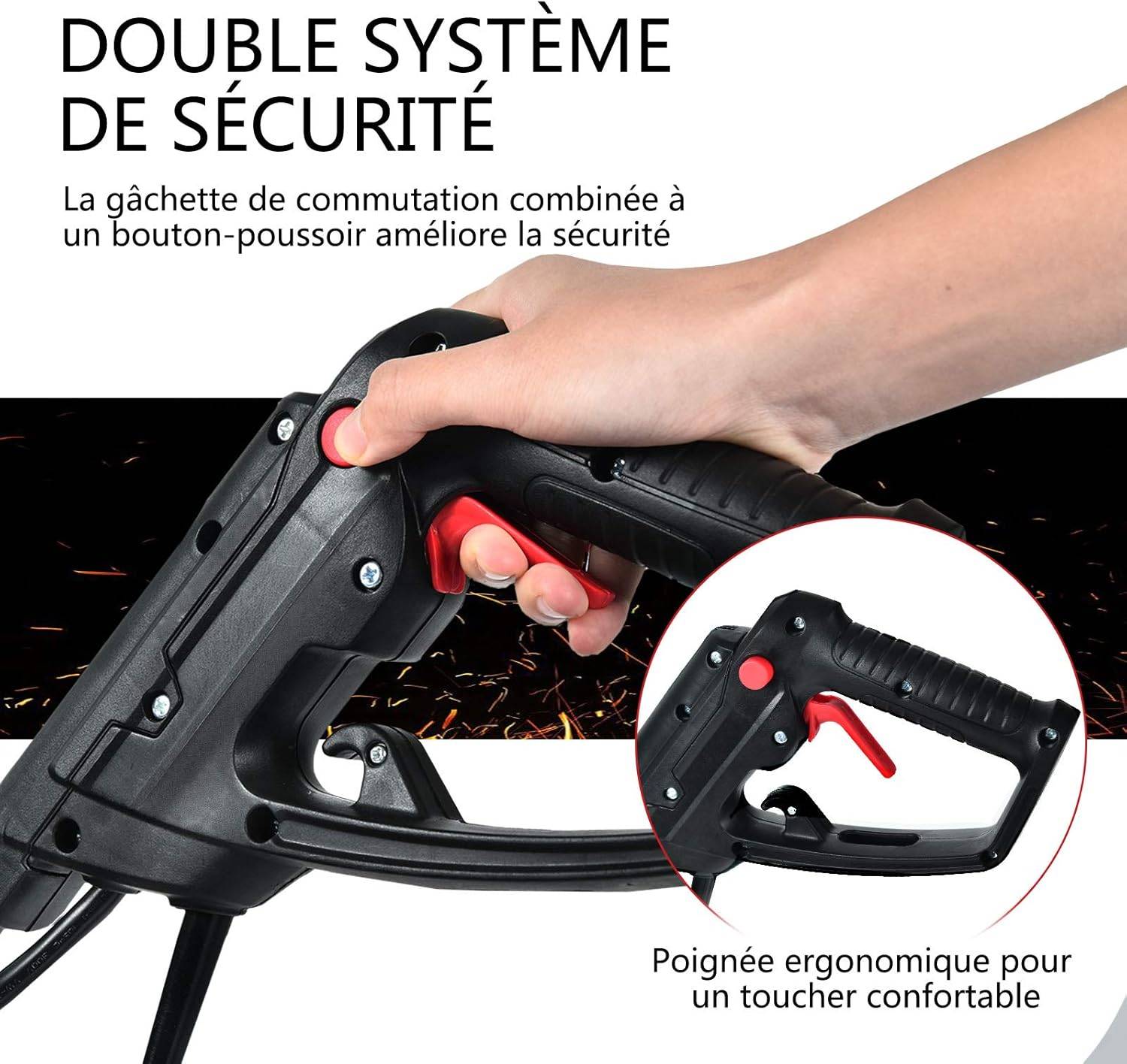 Motobineuse Électrique 1200W Profondeur de Travail 22CM Largeur de 35CM avec Poignée Pliable et Roues Réglables 4 Lames - Image 2