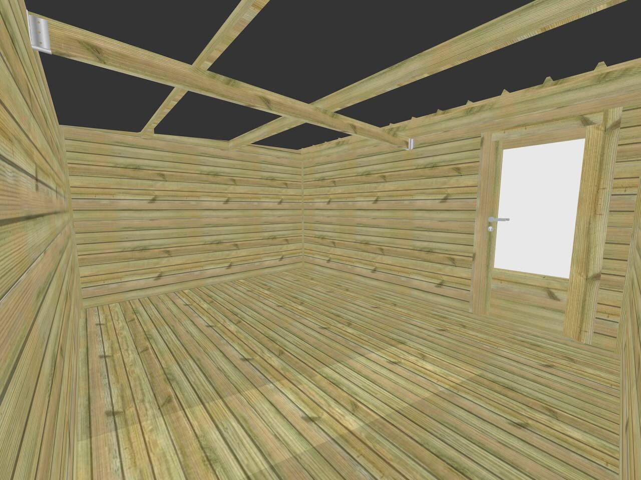 Abri Français - ABRI DE JARDIN bois autoclave 27mm - 5,34x3,44m / 18m2 - Bac acier - Plancher bois - Image 5