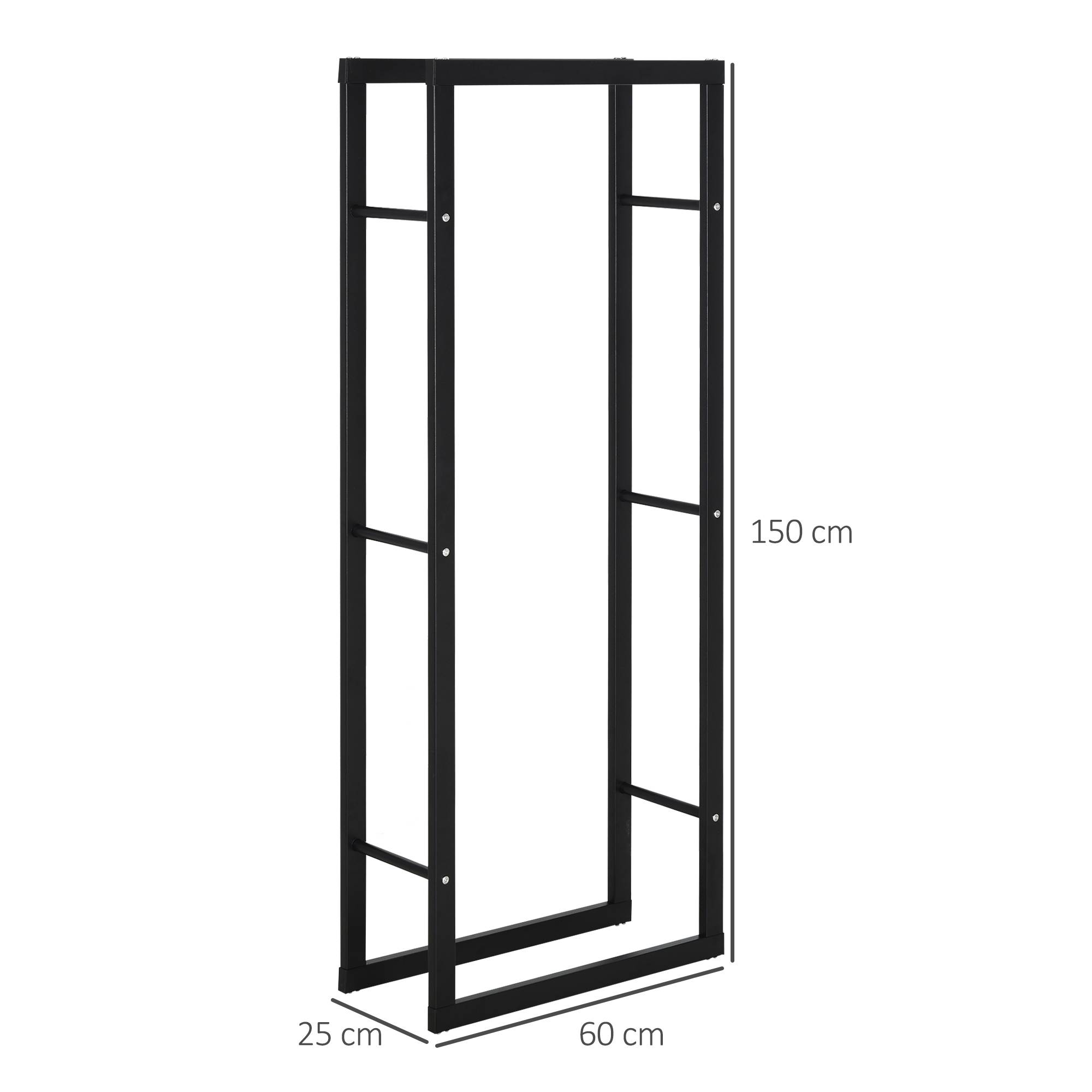 ComfortXL - Porte-bûches métal noir 60 x 25 x 150 cm intérieur extérieur charge 100 kg - ComfortXL Outdoor Living - Image 4