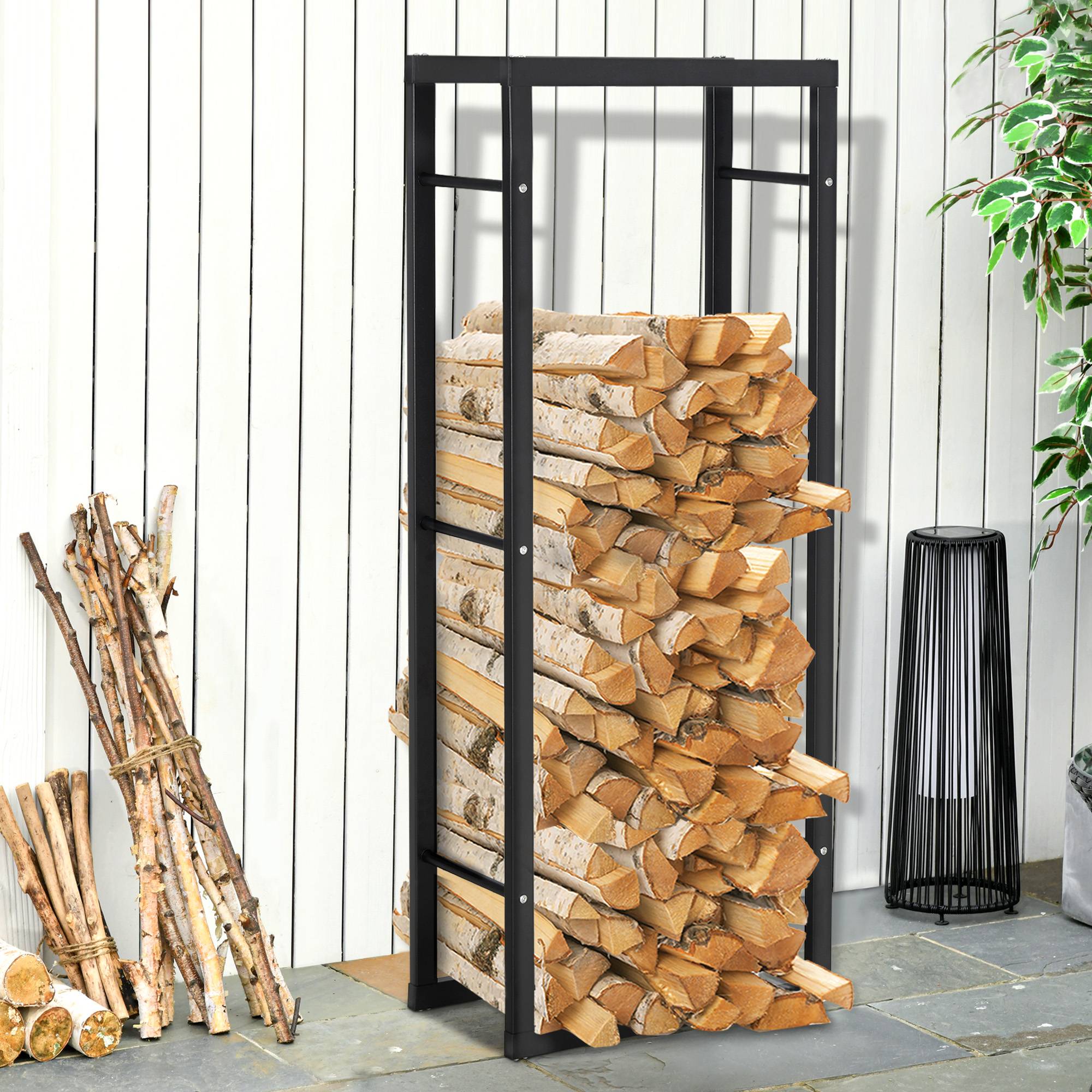 ComfortXL - Porte-bûches métal noir 60 x 25 x 150 cm intérieur extérieur charge 100 kg - ComfortXL Outdoor Living - Image 2