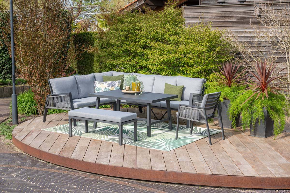 Garden Impressions - Ensemble salon de jardin Andrea - table haute - 5 places - gris clair - Image 2