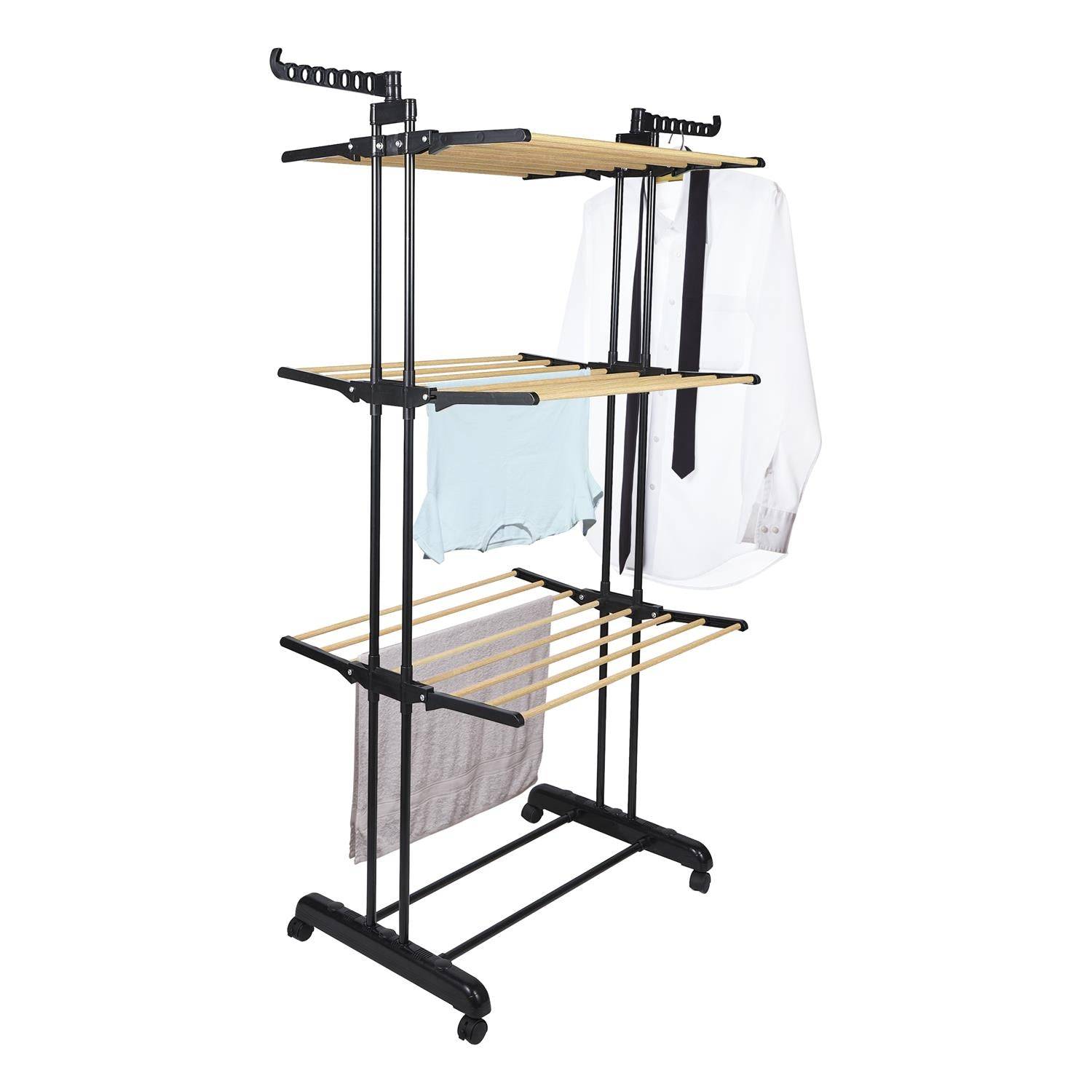 Importdistrib - Etendoir séchoir a linge  Effet Bois 3 Etages 73x64x173cm IMPORTDISTRIB - Image 1