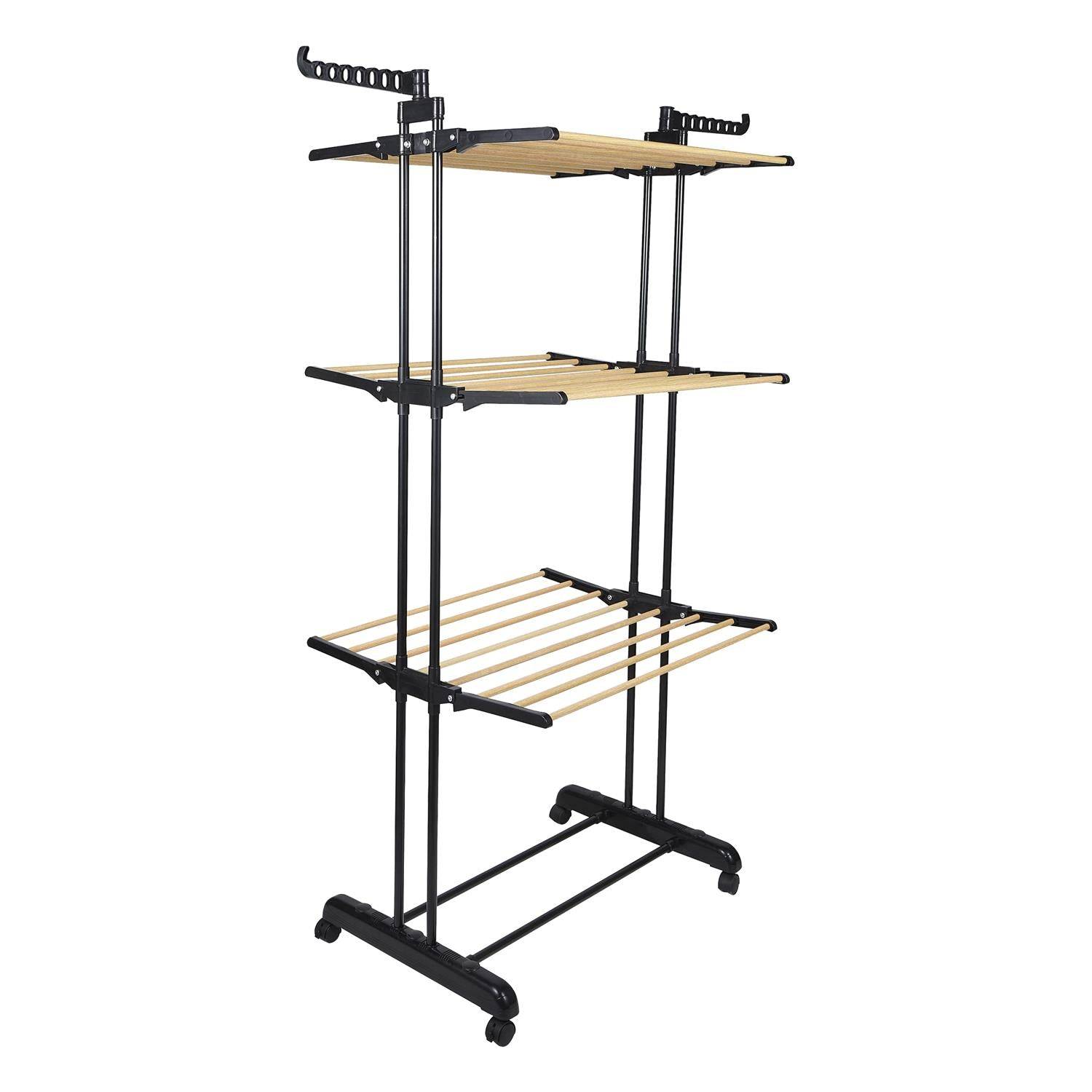 Importdistrib - Etendoir séchoir a linge  Effet Bois 3 Etages 73x64x173cm IMPORTDISTRIB - Image 4