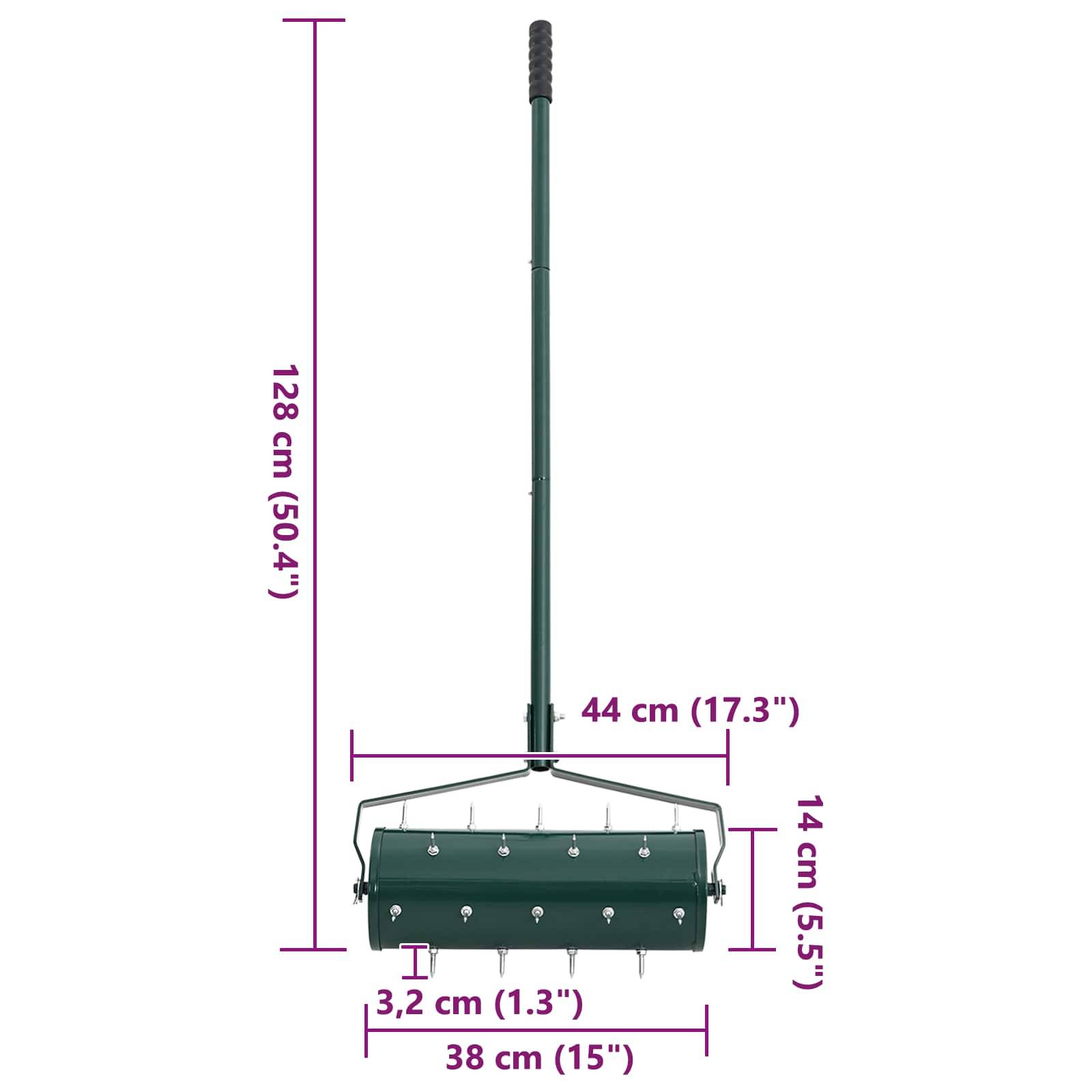 Vidaxl - Roller à gazon tiré avec des pinces aérateur Vert 128 x 38 cm vidaXL 42032345 - Image 3