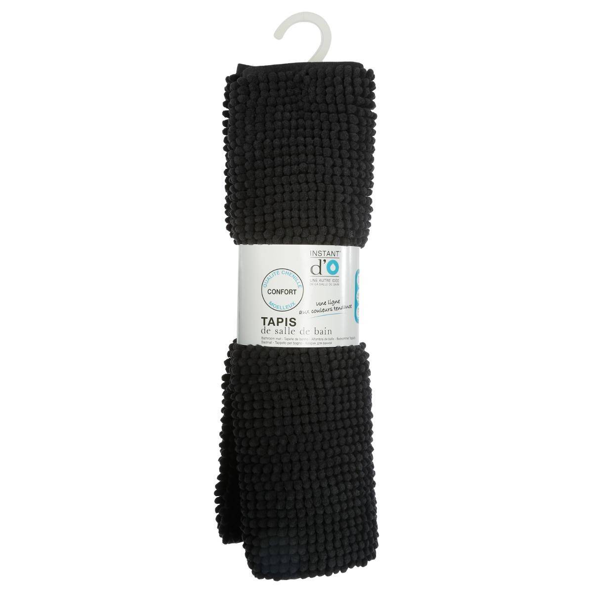 Tapis de Salle de Bain "Chenille" 50x80cm Noir - Image 4