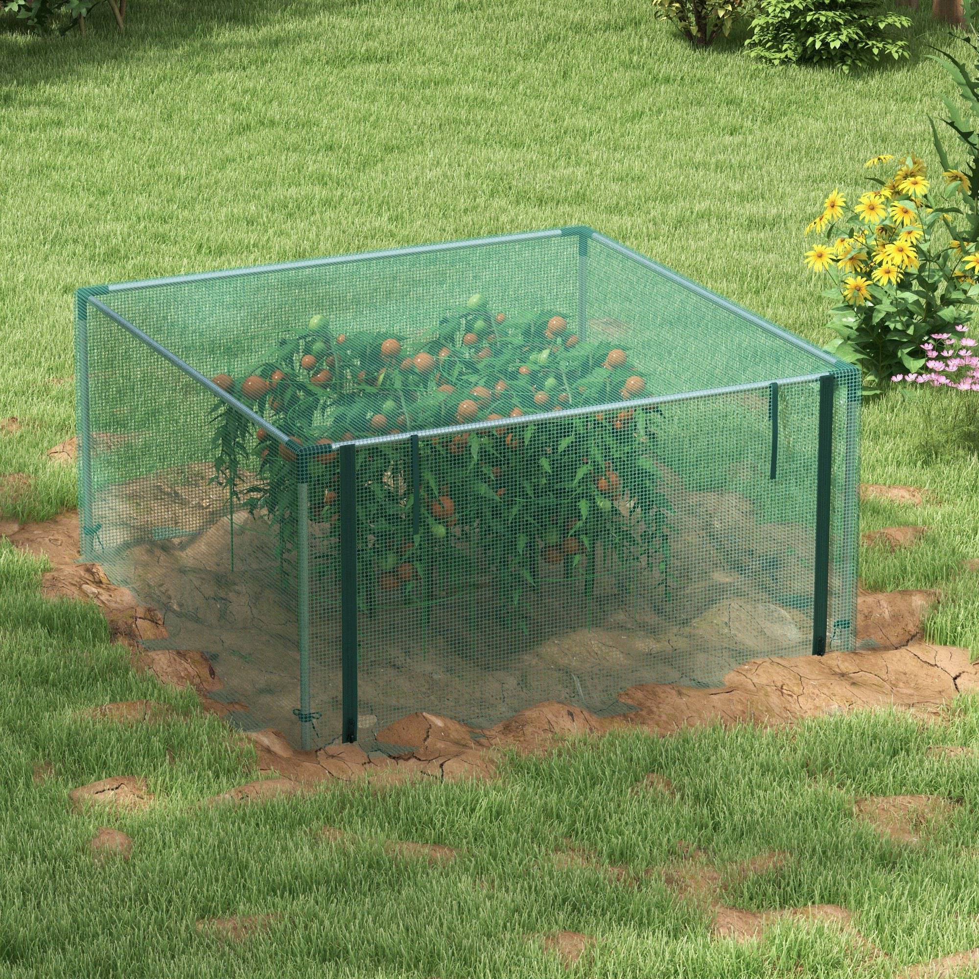 Filet de protection potager acier vert et argent 125 x 125 x 62.5 cm - PANGIVO - Image 10