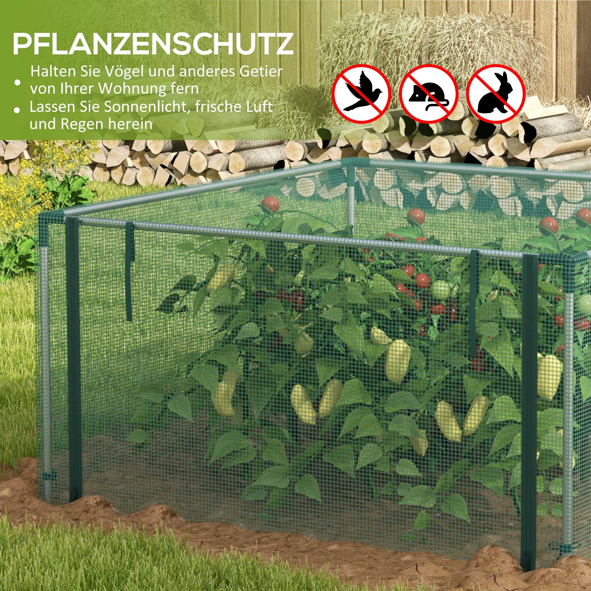 Filet de protection potager acier vert et argent 125 x 125 x 62.5 cm - PANGIVO - Image 6