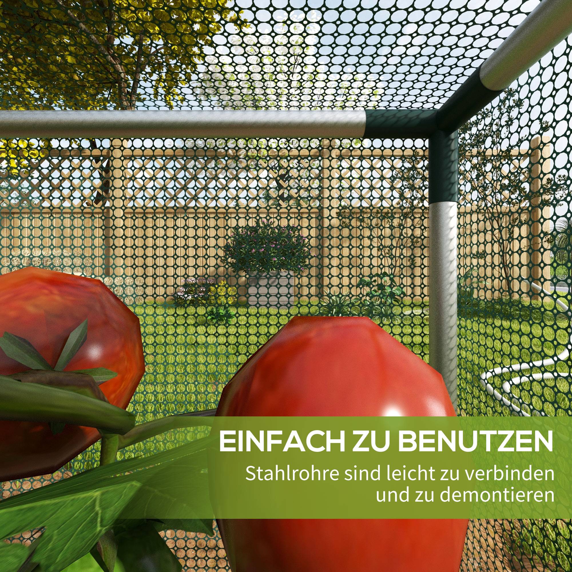 Filet de protection potager acier vert et argent 125 x 125 x 62.5 cm - PANGIVO - Image 7