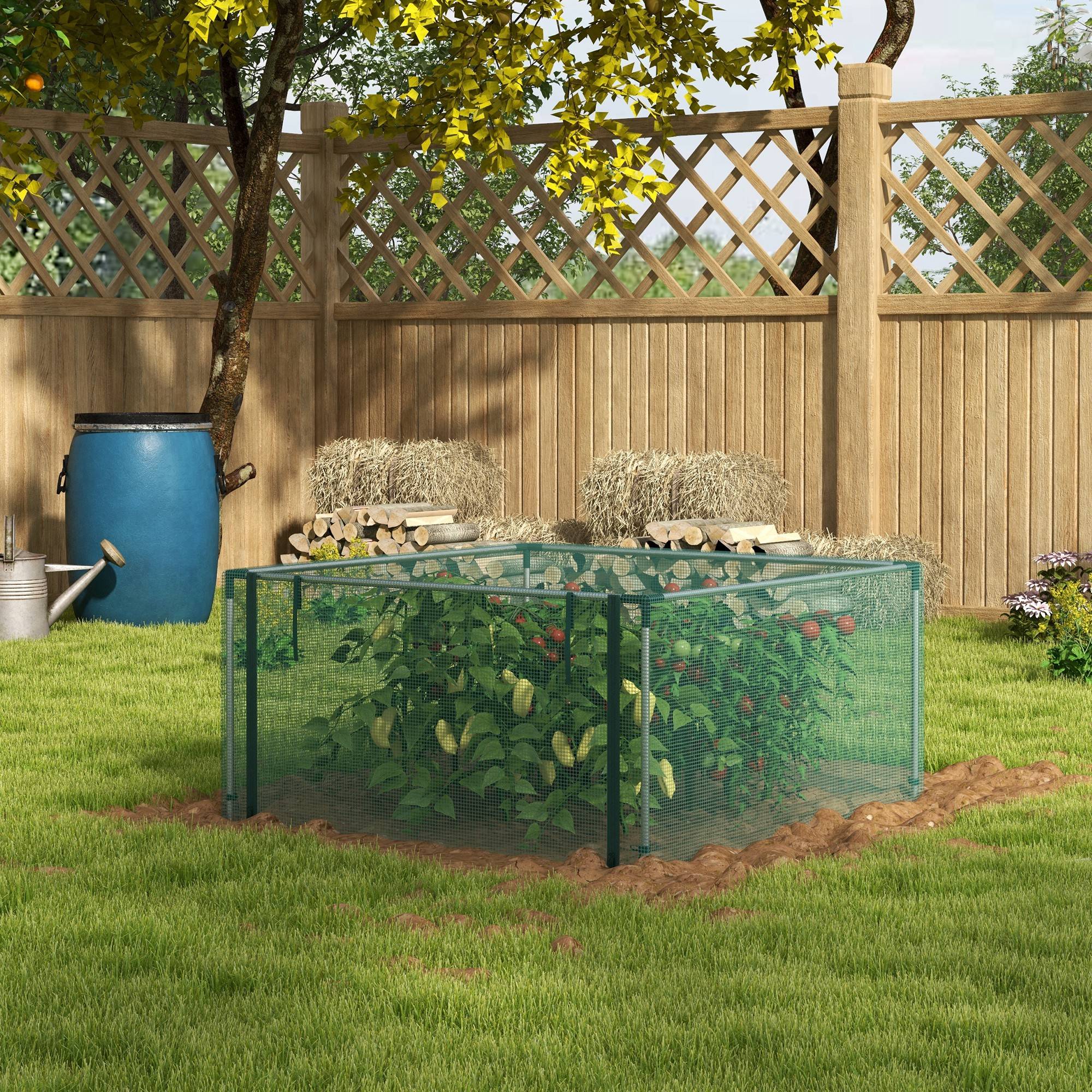 Filet de protection potager acier vert et argent 125 x 125 x 62.5 cm - PANGIVO - Image 3