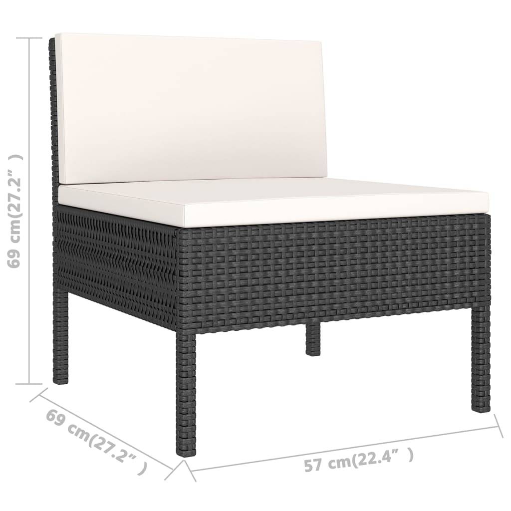 Helloshop26 - Salon de jardin meuble d'extérieur ensemble de mobilier 7 pièces avec coussins résine tressée noir - Image 8