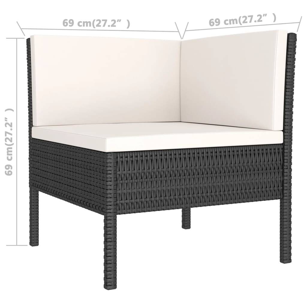 Helloshop26 - Salon de jardin meuble d'extérieur ensemble de mobilier 7 pièces avec coussins résine tressée noir - Image 7