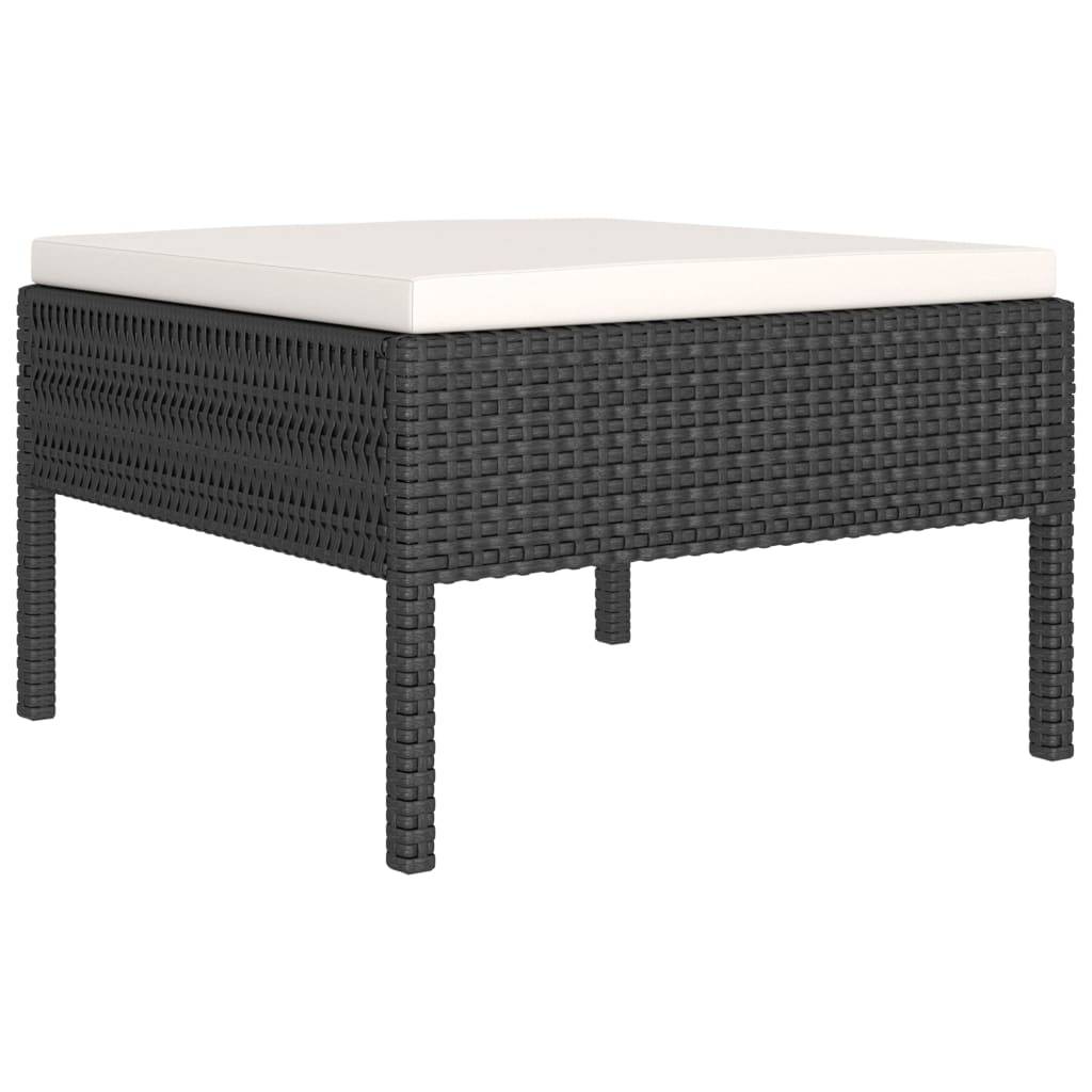 Helloshop26 - Salon de jardin meuble d'extérieur ensemble de mobilier 7 pièces avec coussins résine tressée noir - Image 2