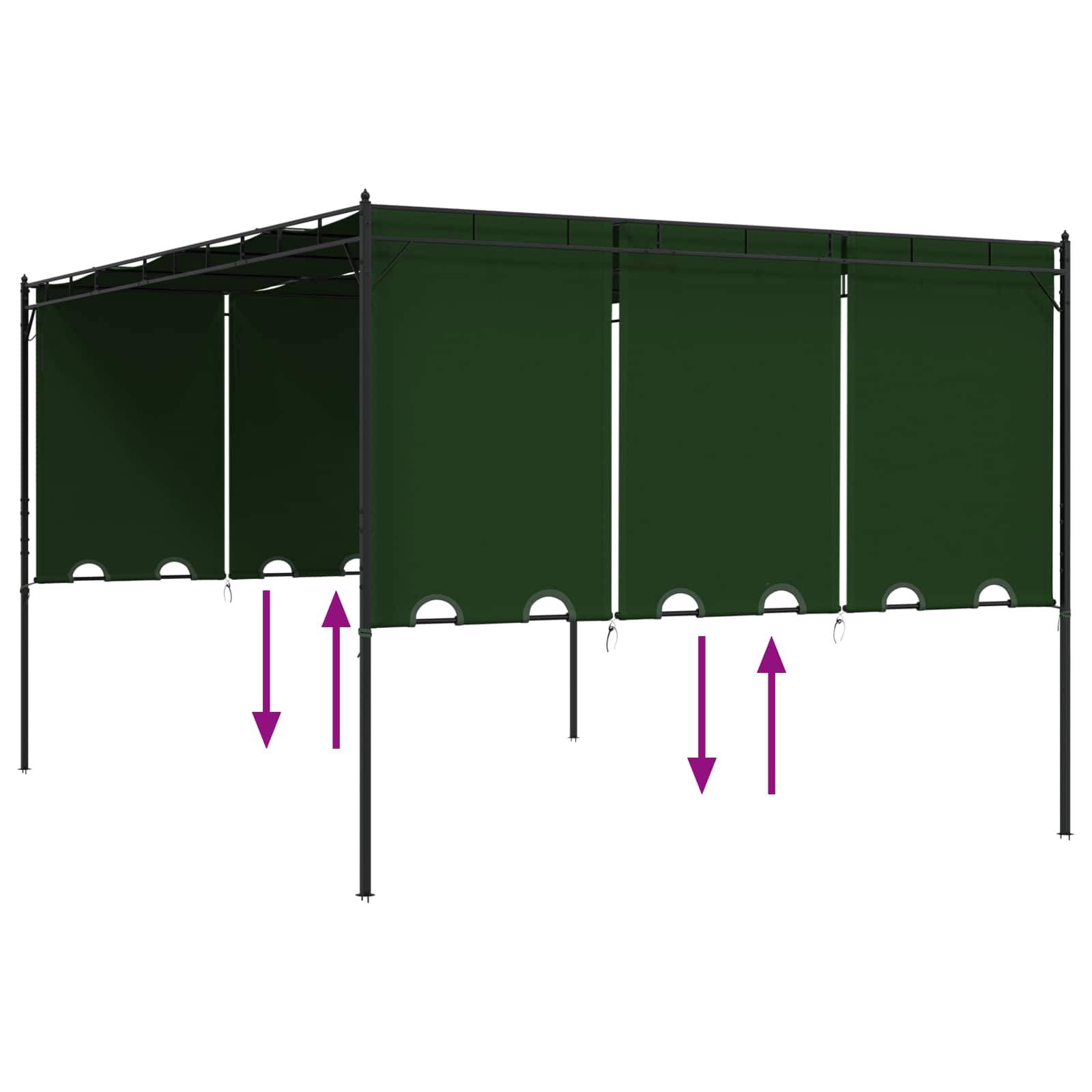 ComfortXL - Pergola Bioclimatique Aluminium Polyester Jardin Toit Lames Rideaux Inclus 4x3m Vert - ComfortXL Outdoor Living - Image 7