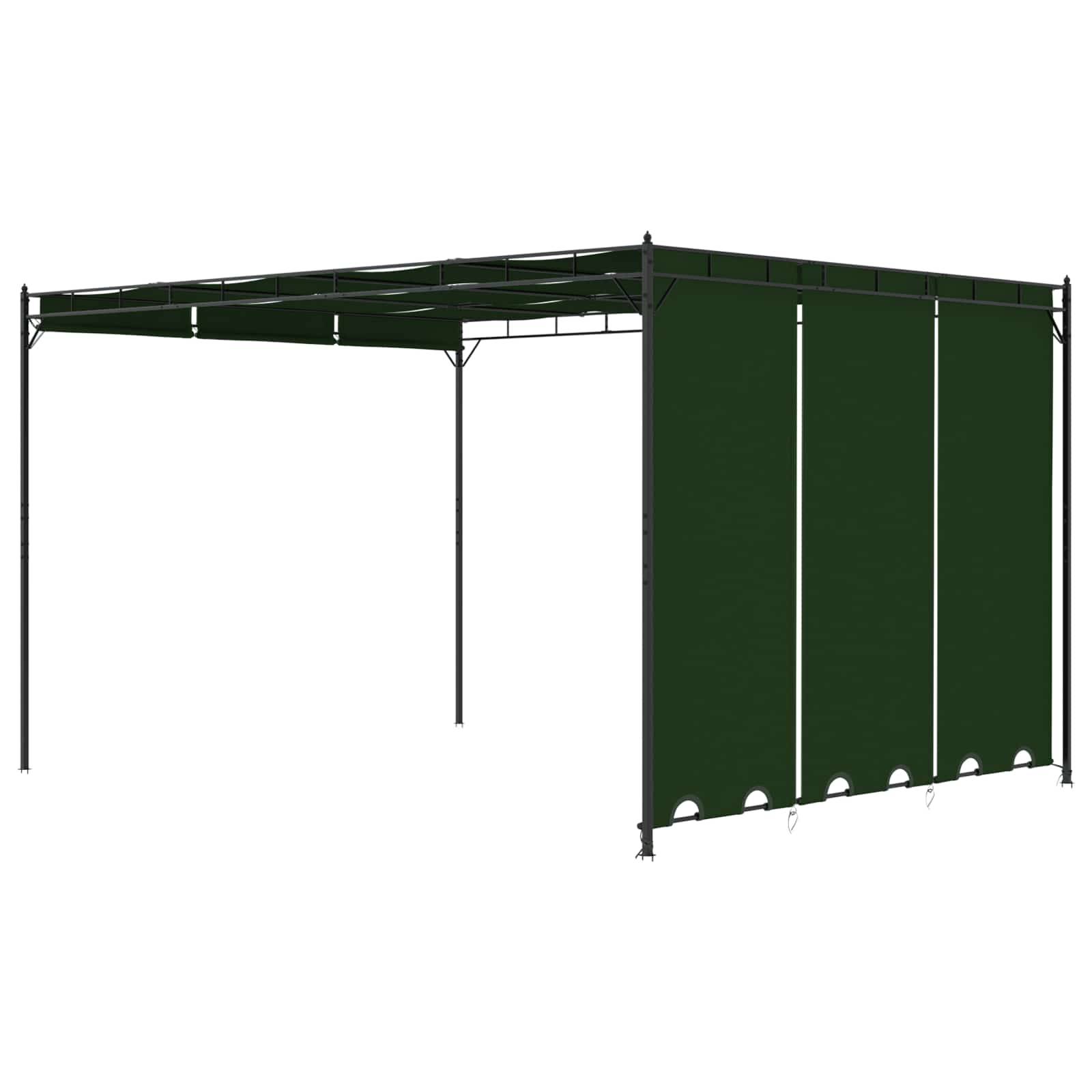 ComfortXL - Pergola Bioclimatique Aluminium Polyester Jardin Toit Lames Rideaux Inclus 4x3m Vert - ComfortXL Outdoor Living - Image 5