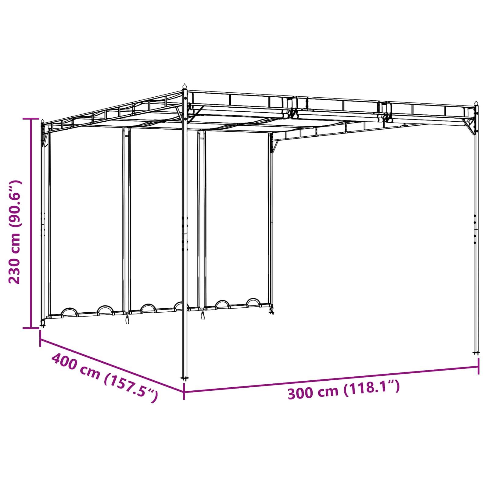 ComfortXL - Pergola Bioclimatique Aluminium Polyester Jardin Toit Lames Rideaux Inclus 4x3m Vert - ComfortXL Outdoor Living - Image 9