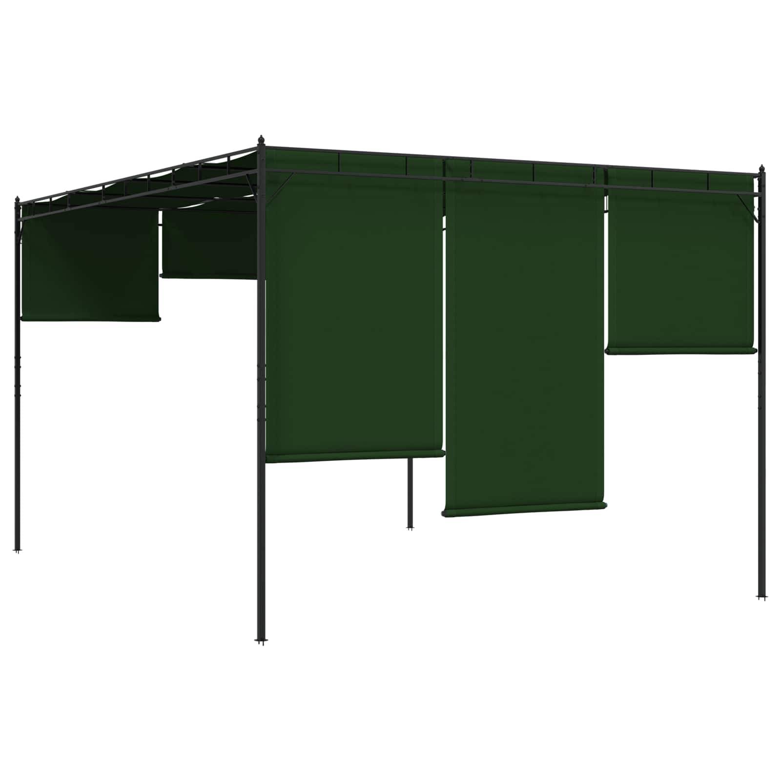 ComfortXL - Pergola Bioclimatique Aluminium Polyester Jardin Toit Lames Rideaux Inclus 4x3m Vert - ComfortXL Outdoor Living - Image 2