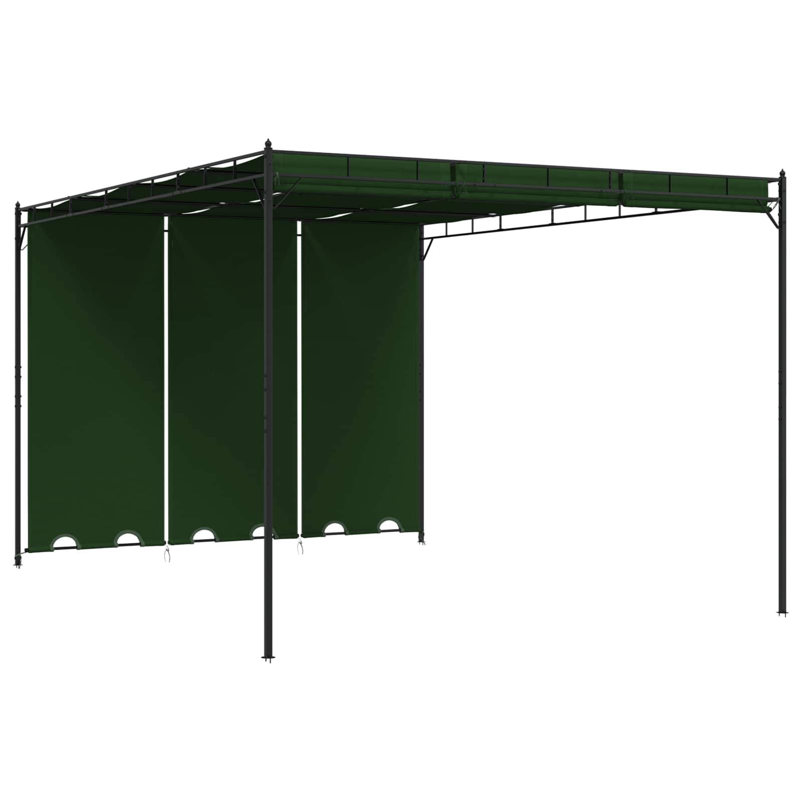 ComfortXL - Pergola Bioclimatique Aluminium Polyester Jardin Toit Lames Rideaux Inclus 4x3m Vert - ComfortXL Outdoor Living - Image 1