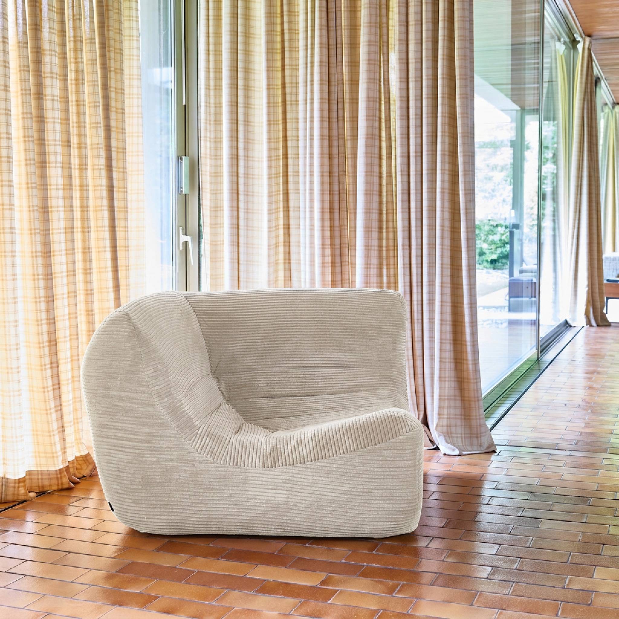 sweeek - Chauffeuse d'angle velours côtelé 1 place crème - Sokol | sweeek - Image 3