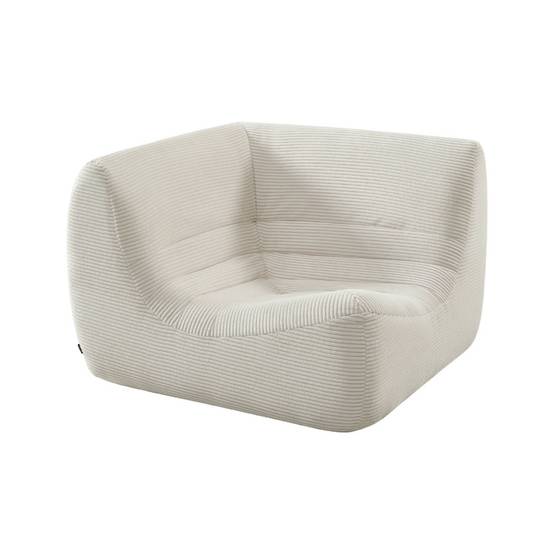 sweeek - Chauffeuse d'angle velours côtelé 1 place crème - Sokol | sweeek - Image 2