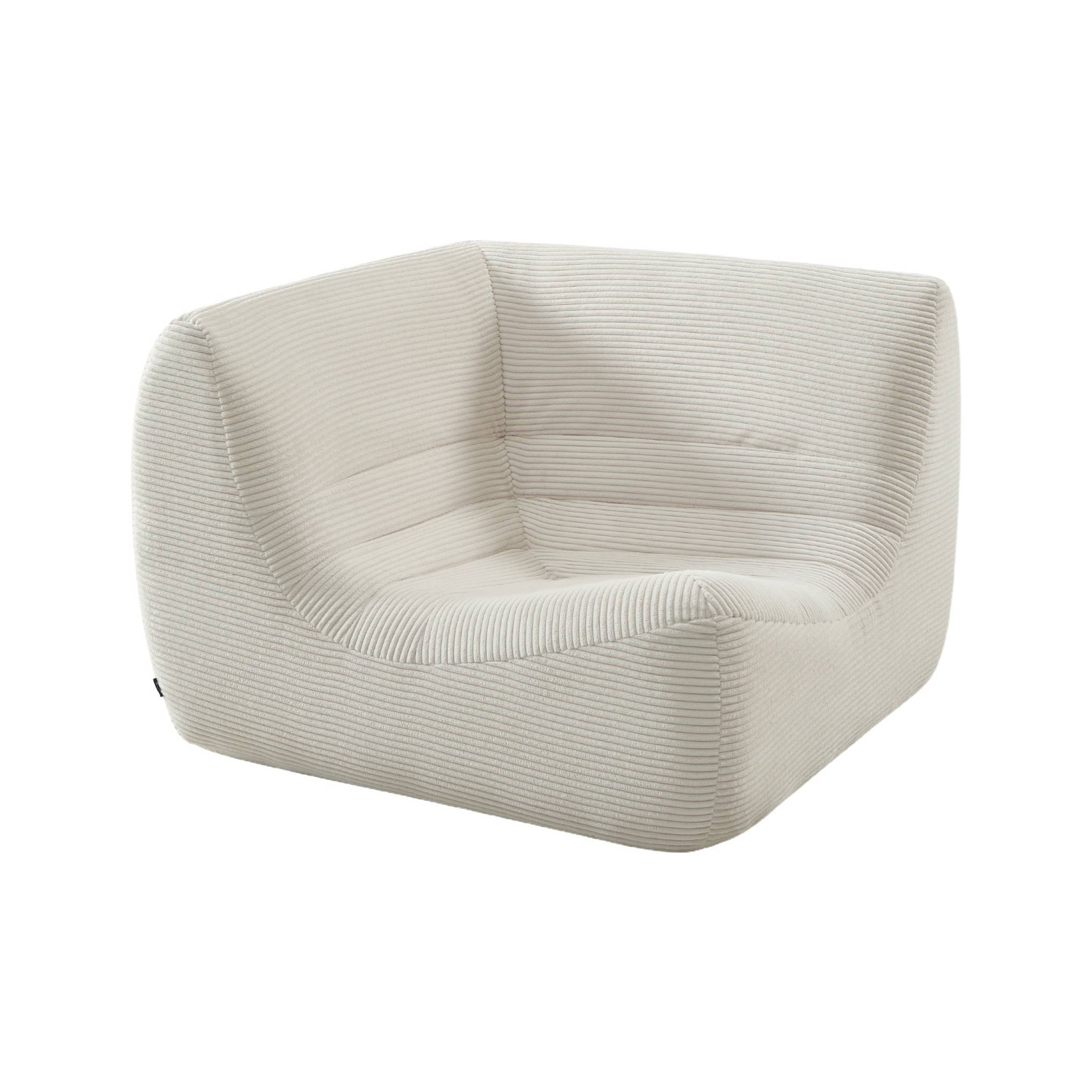 sweeek - Chauffeuse d'angle velours côtelé 1 place crème - Sokol | sweeek - Image 2