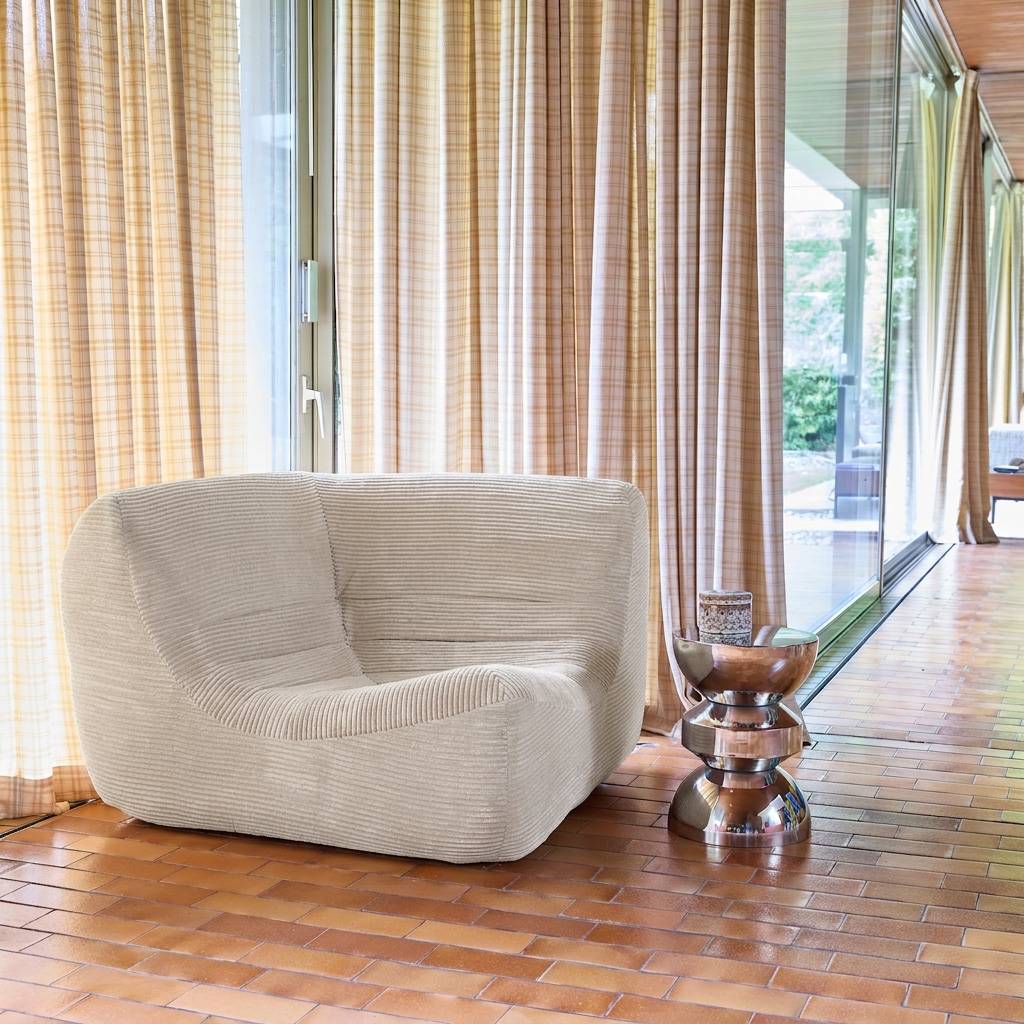 sweeek - Chauffeuse d'angle velours côtelé 1 place crème - Sokol | sweeek - Image 1