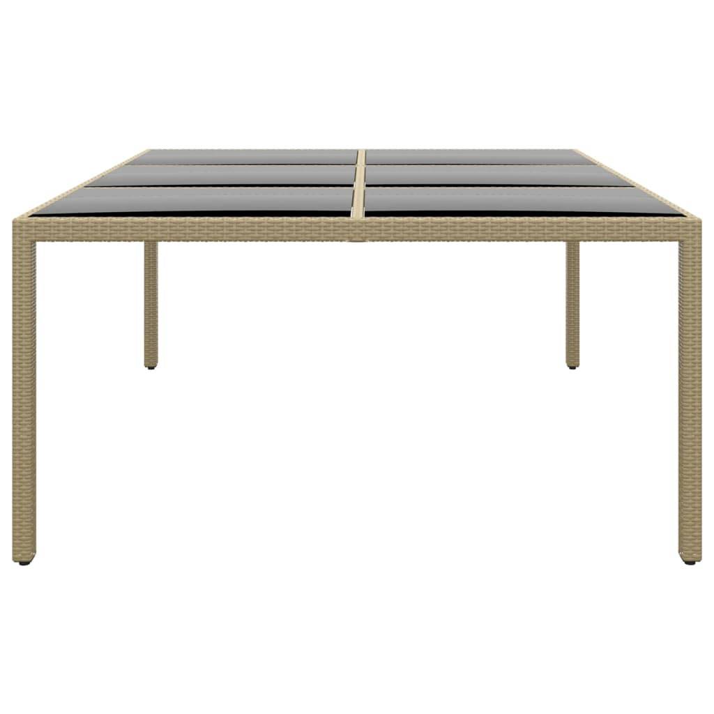 PANGIVO - Table de jardin beige résine tressée et verre trempé 200 x 150 x 75 cm - PANGIVO - Image 3