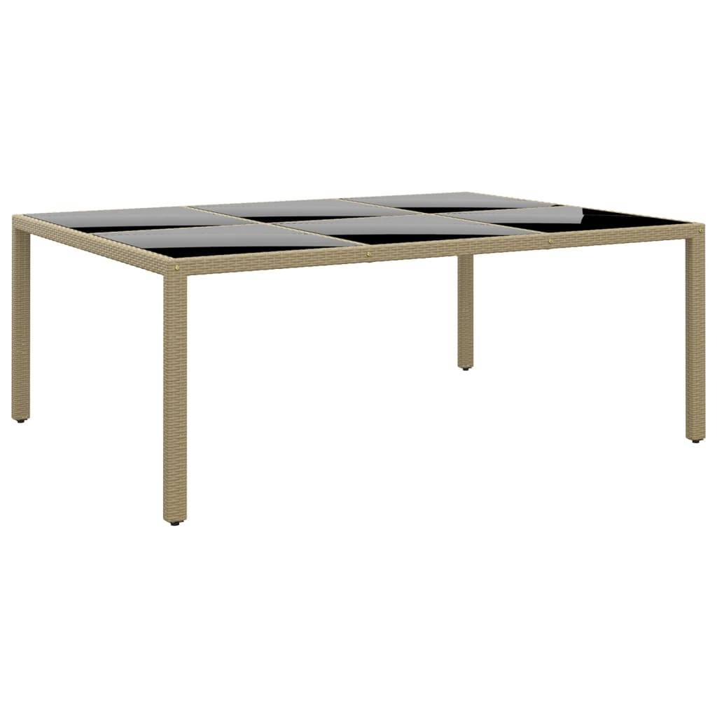 PANGIVO - Table de jardin beige résine tressée et verre trempé 200 x 150 x 75 cm - PANGIVO - Image 1
