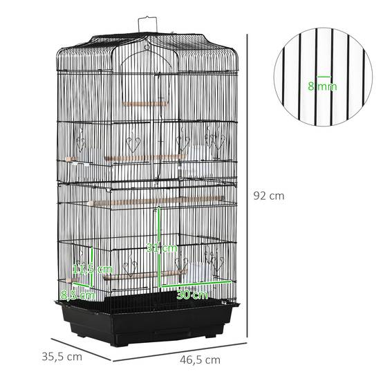 Cage à oiseaux métal noir 46.5 x 35.5 x 92 cm - PANGIVO - Image 5