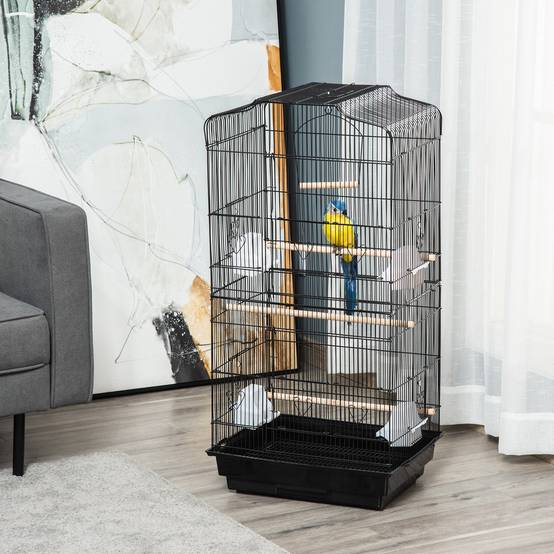 Cage à oiseaux métal noir 46.5 x 35.5 x 92 cm - PANGIVO - Image 4