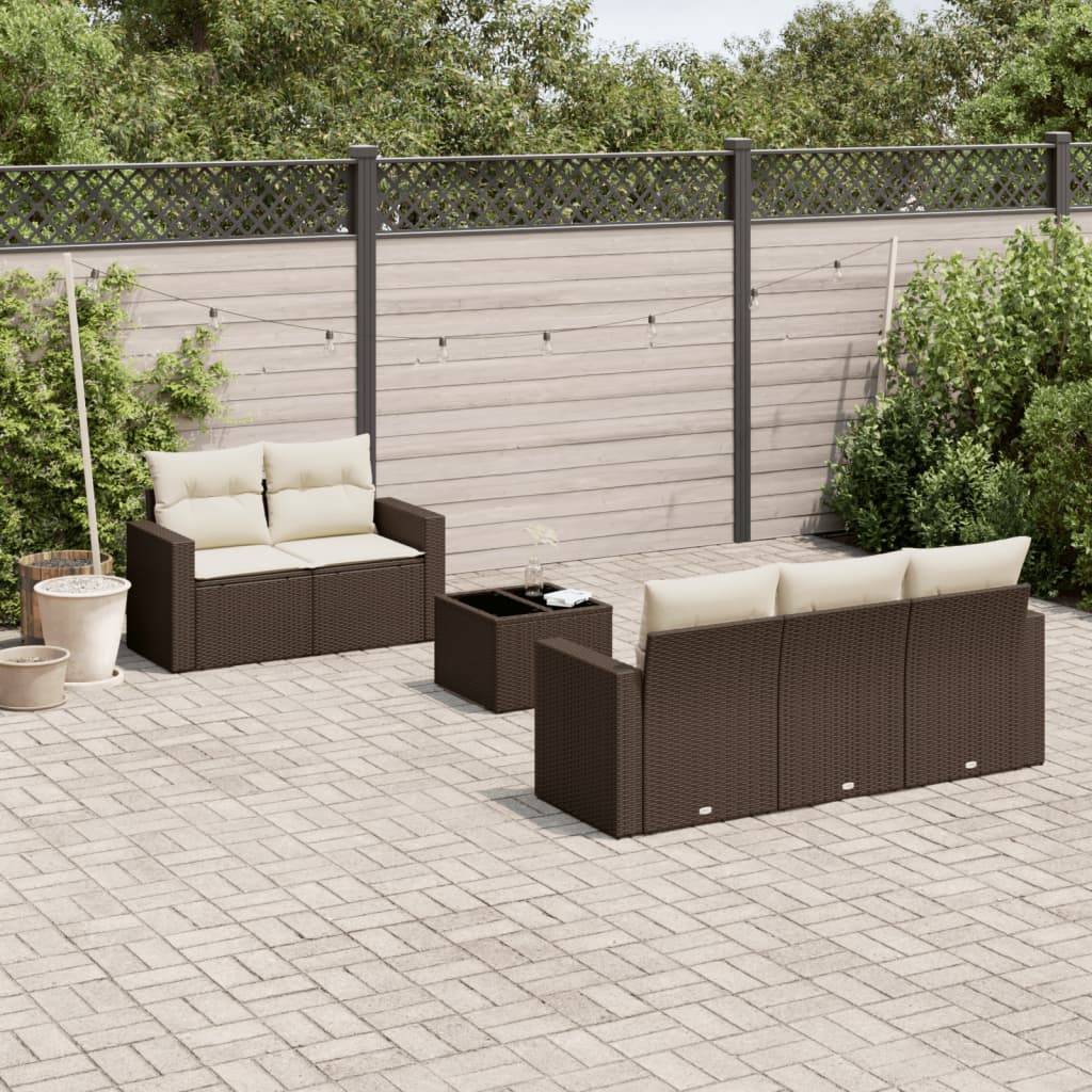 Vidaxl - Salon de jardin avec coussins 6 pcs marron résine tressée vidaXL 3251040 - Image 1