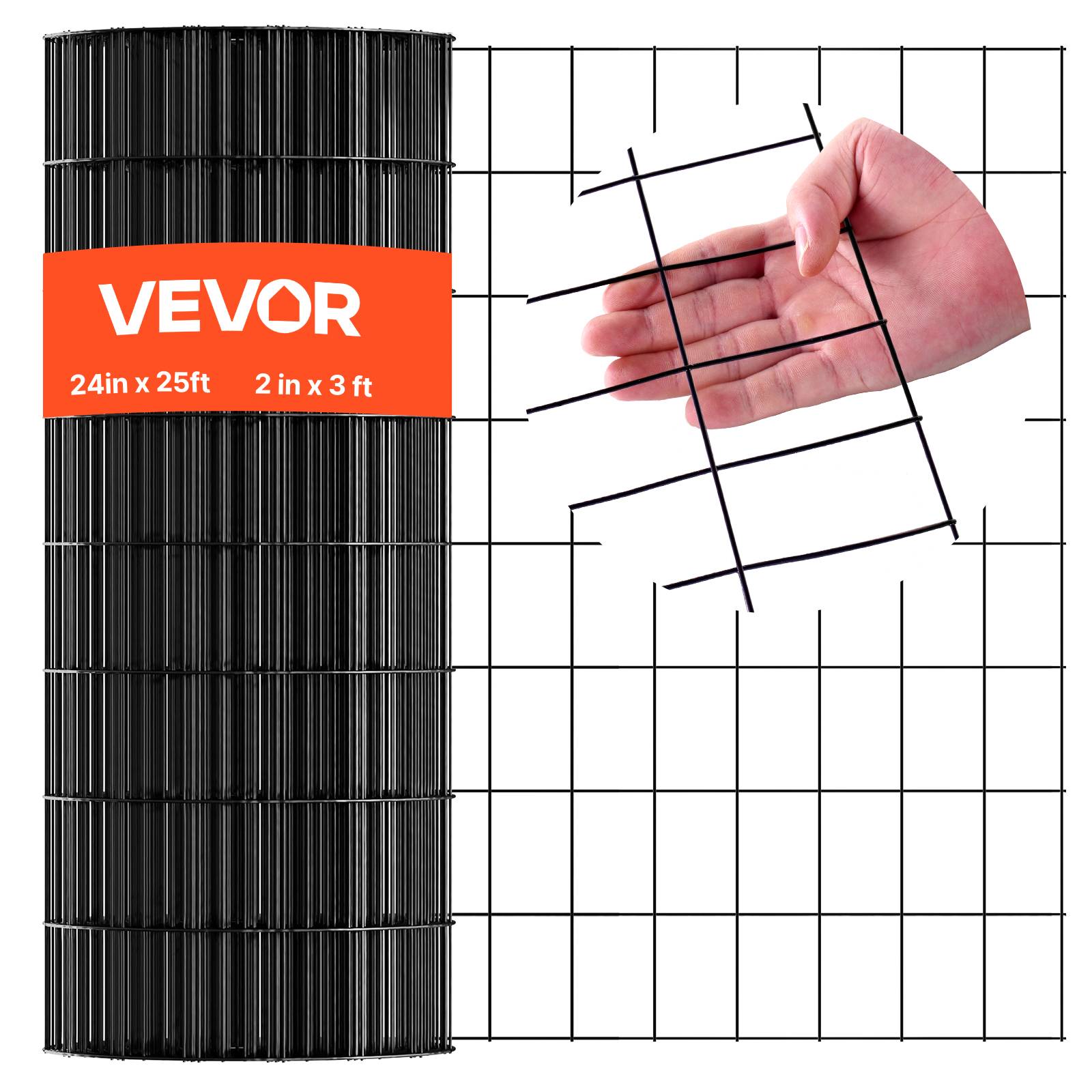 Vevor - VEVOR Grillage métallique noir 61 cm x 7,6 m, maille 5 x 7,5 cm, fil galvanisé revêtu PVC calibre 16 pour jardin et enclos - Image 1