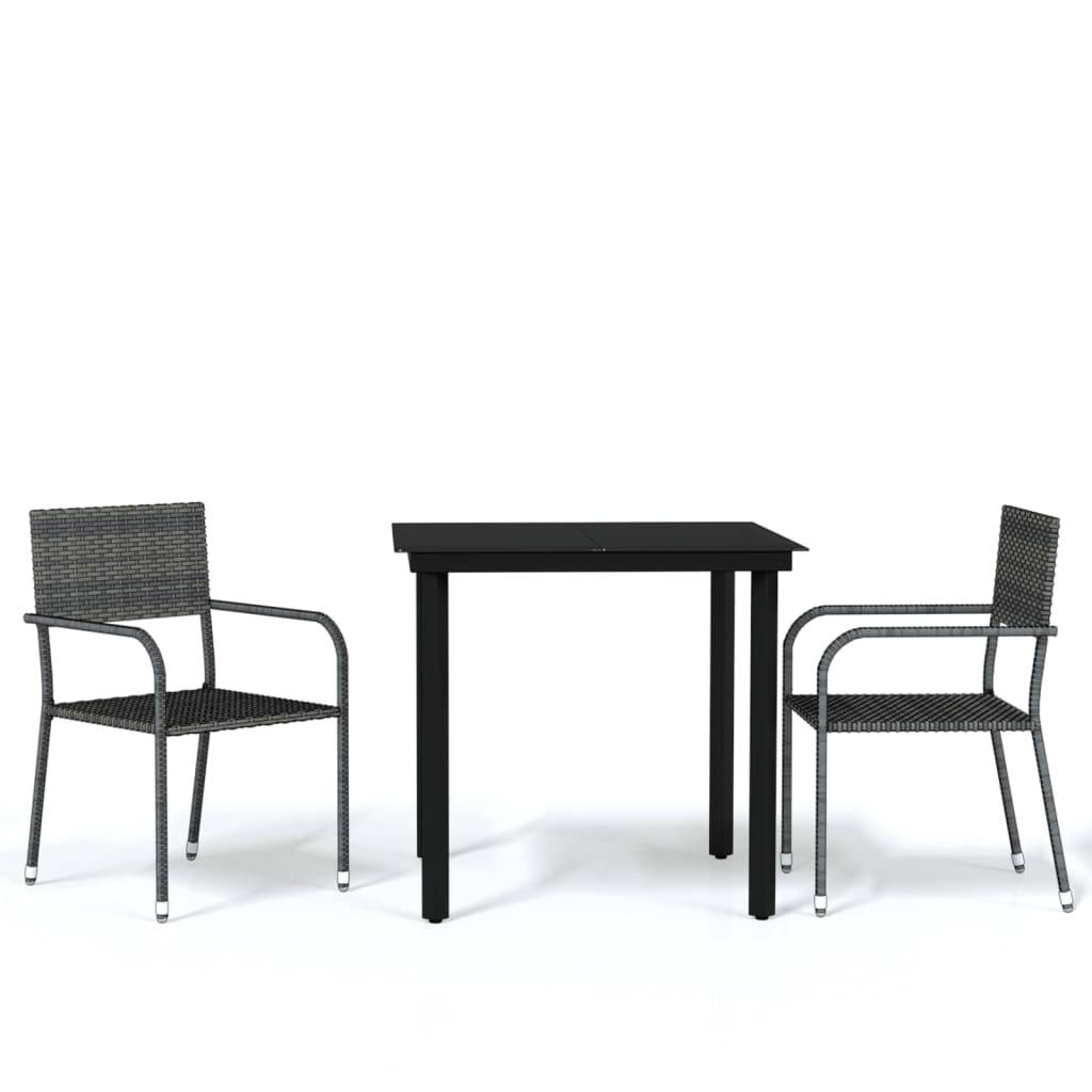 Vidaxl - Ensemble à manger de jardin 3 pcs Gris vidaXL 3099583 - Image 2