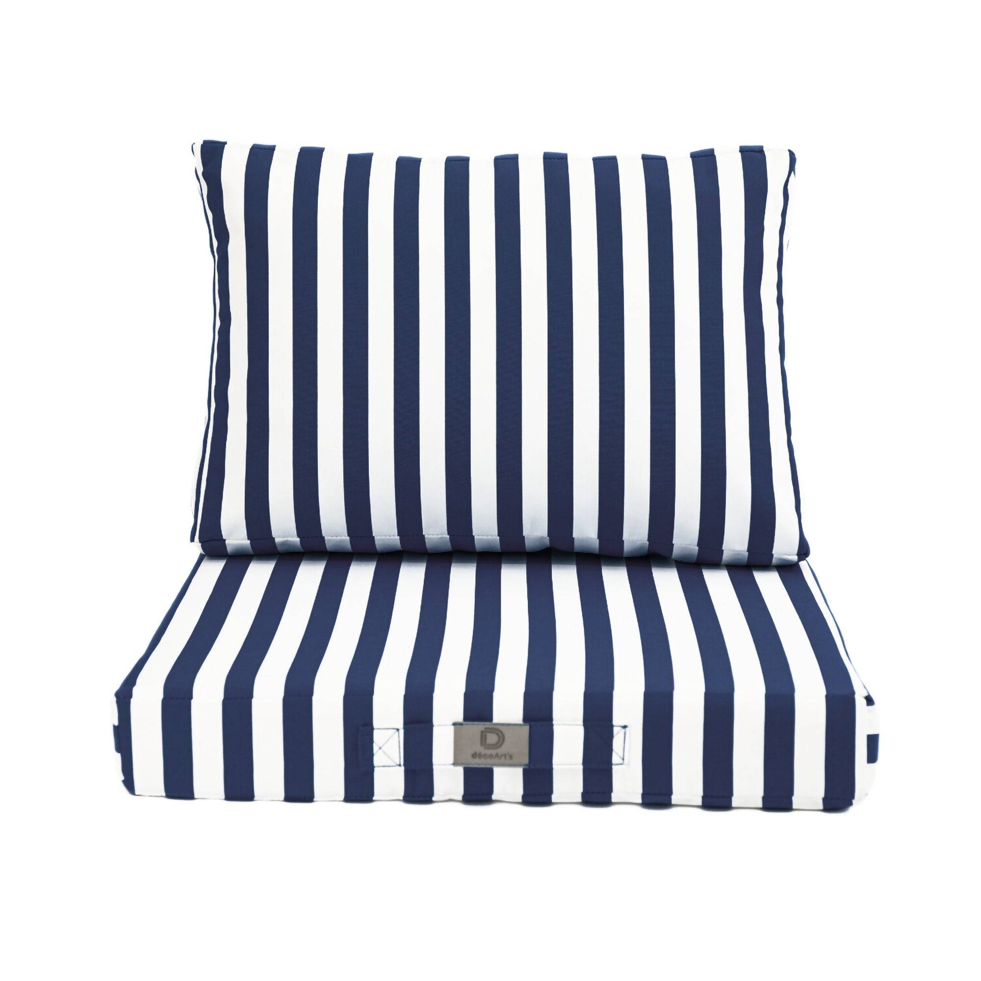 Coussins pour salon de jardin déhoussable 60x60cm Rayure bleu marine - Déco arts - Image 3